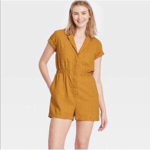 Universal Thread rust colored romper relaxed fit women's size  XXL linen blended